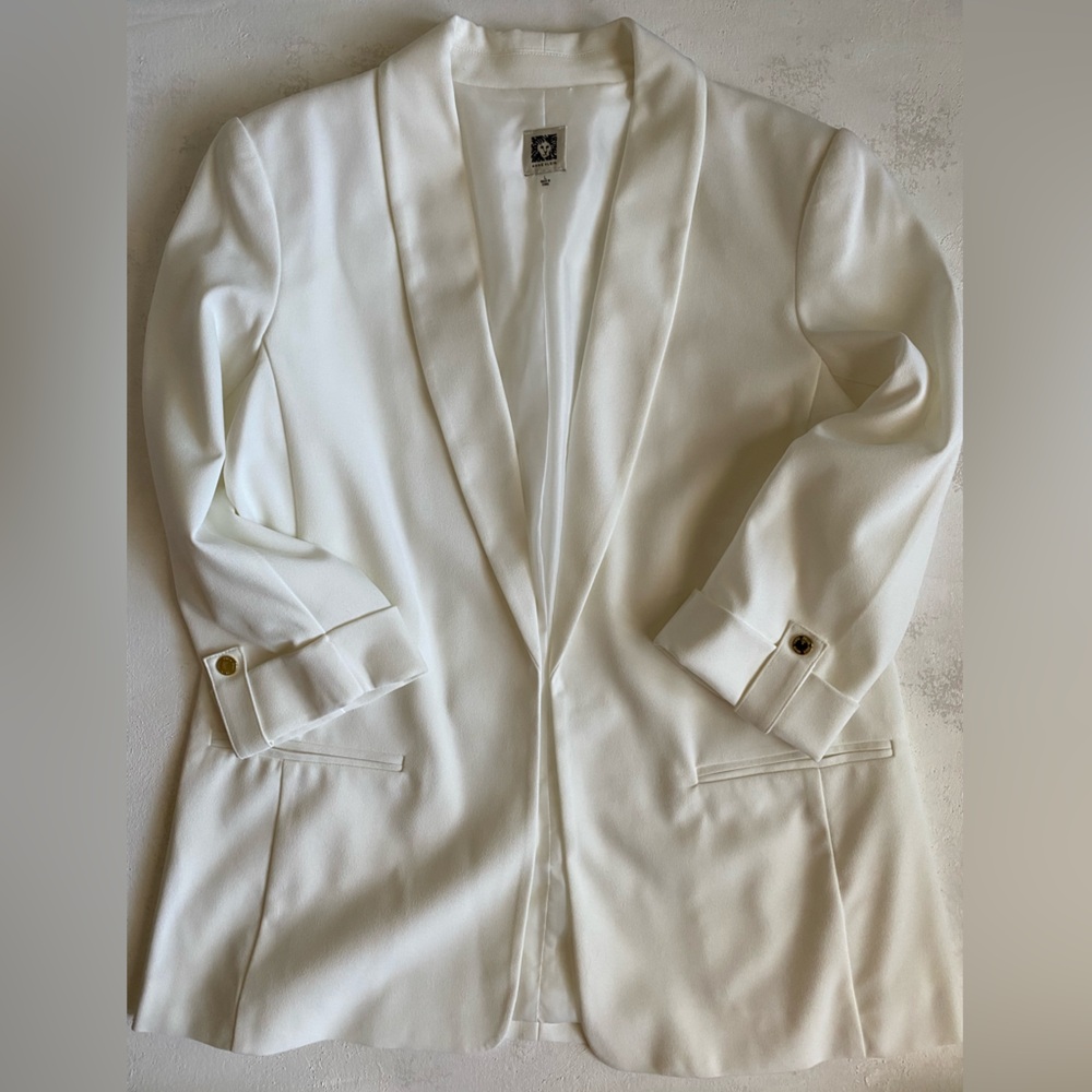 Anne Klein White Open-Front Blazer